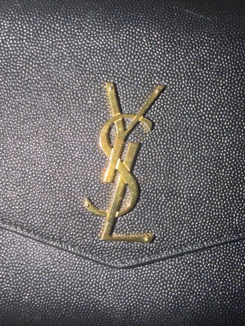 Saint Laurent Black Textured Leather Men’s Wallet with Gold YSL Emblem